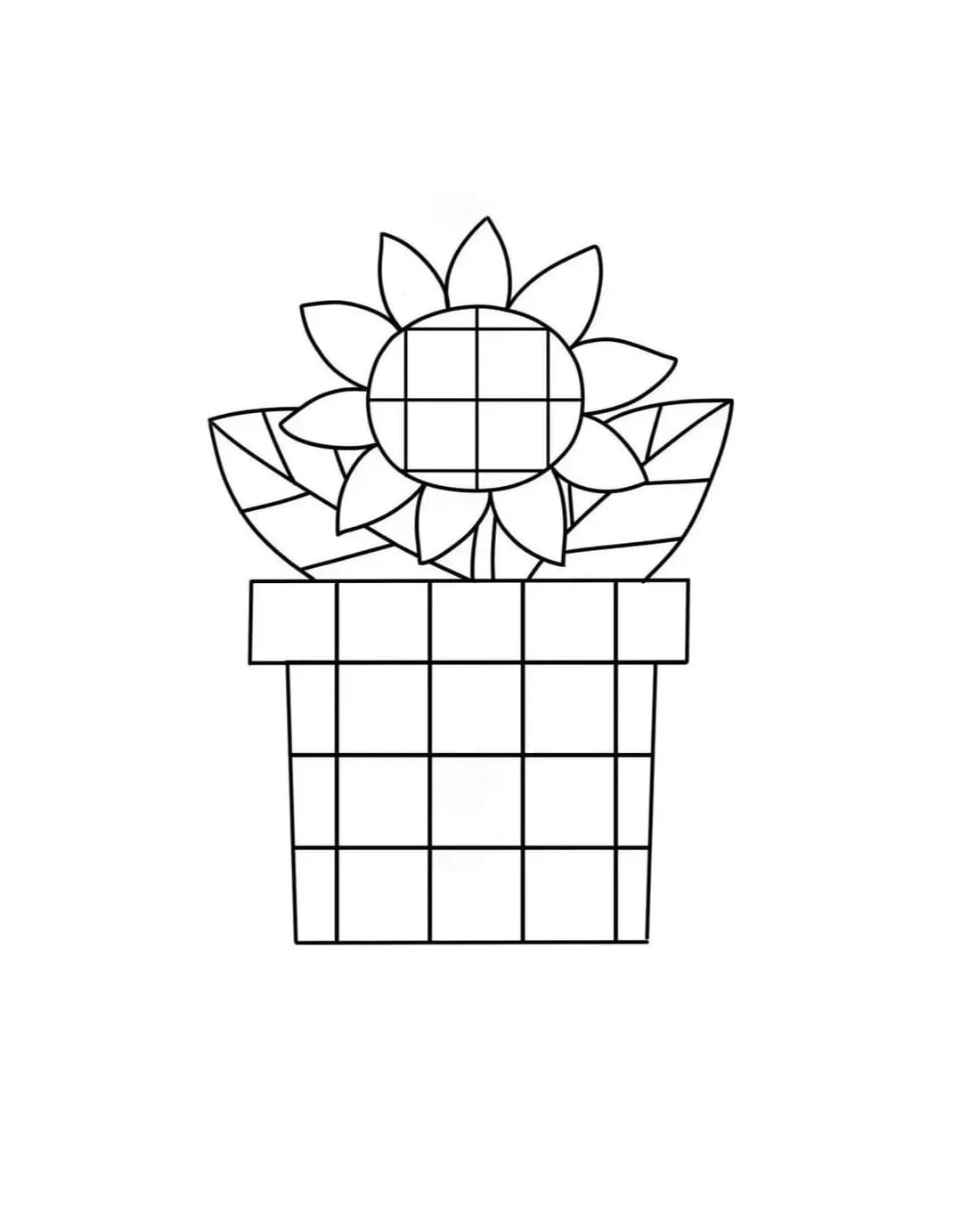 1 sunflower and pot