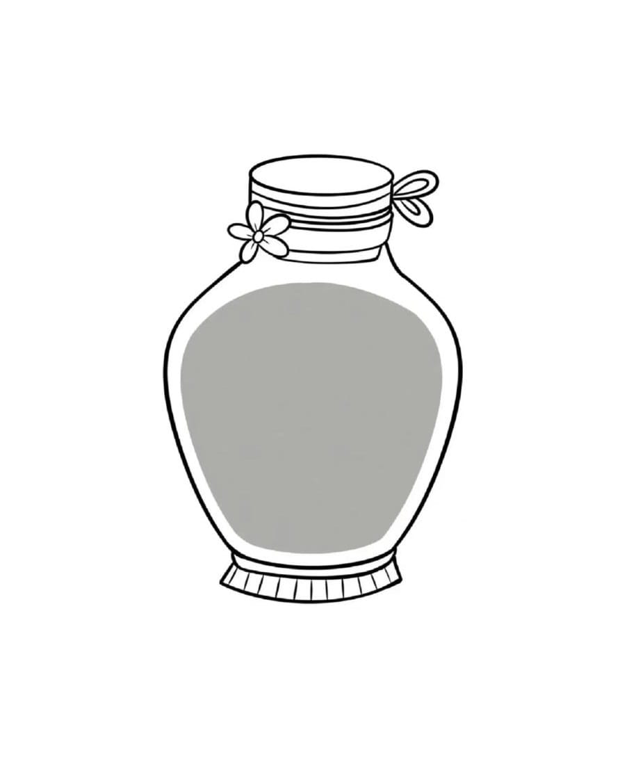 a bottle with a string and a small flower to seal the mouth coloring pictures