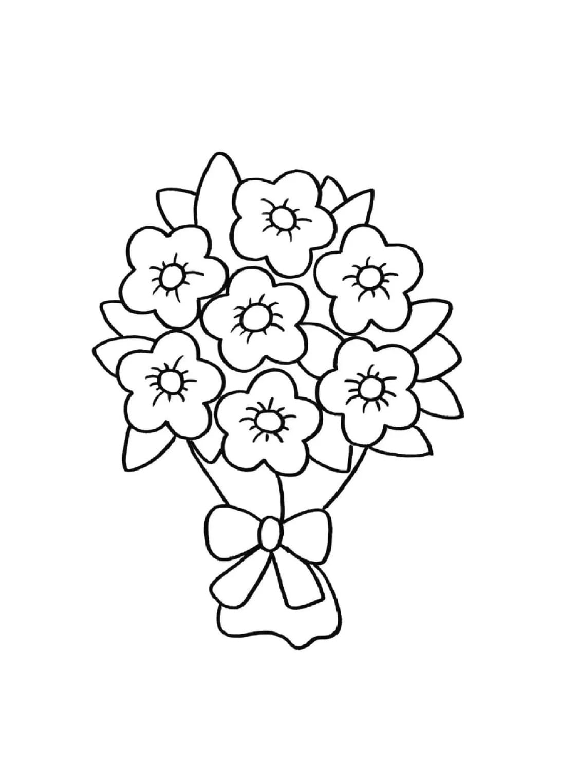 a bouquet of 7 flowers and bow