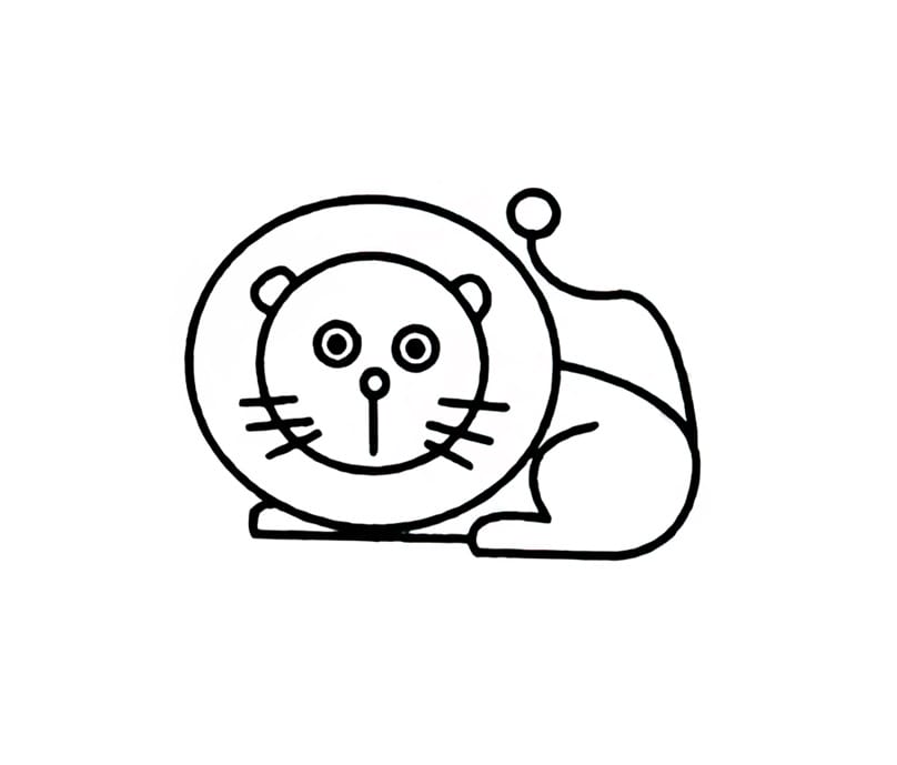 a lion with a round head coloring pictures