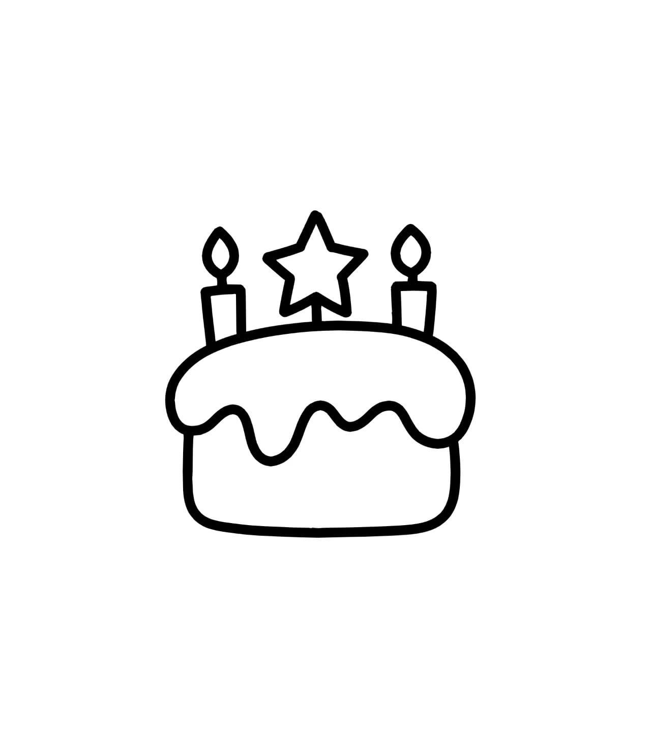 birthday cake with two candles and poinsettia sticks coloring pictures