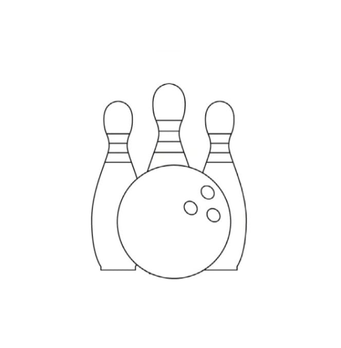 bowling ball and 3 ball bottles coloring pictures