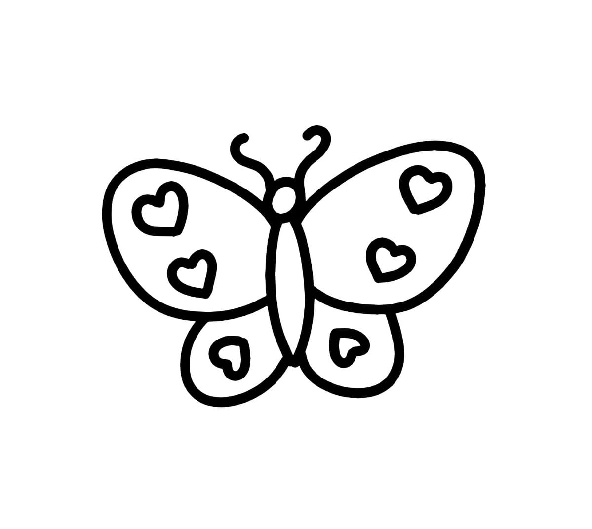 butterfly with heart pattern coloring pictures
