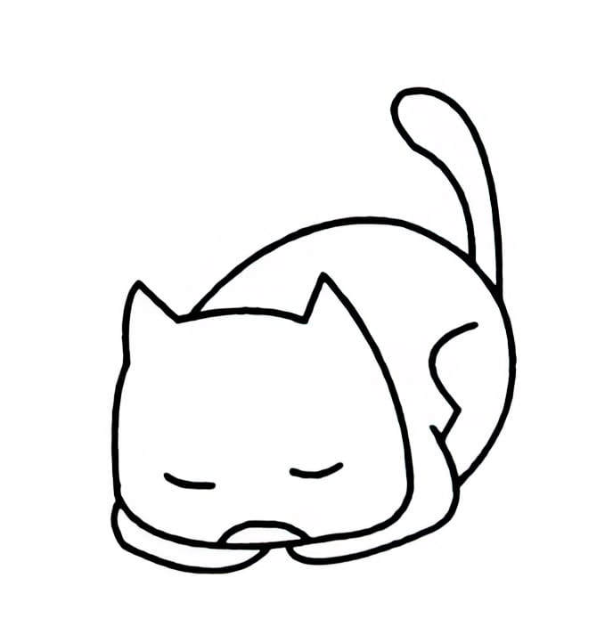 cat sleeping with its tail up coloring pictures