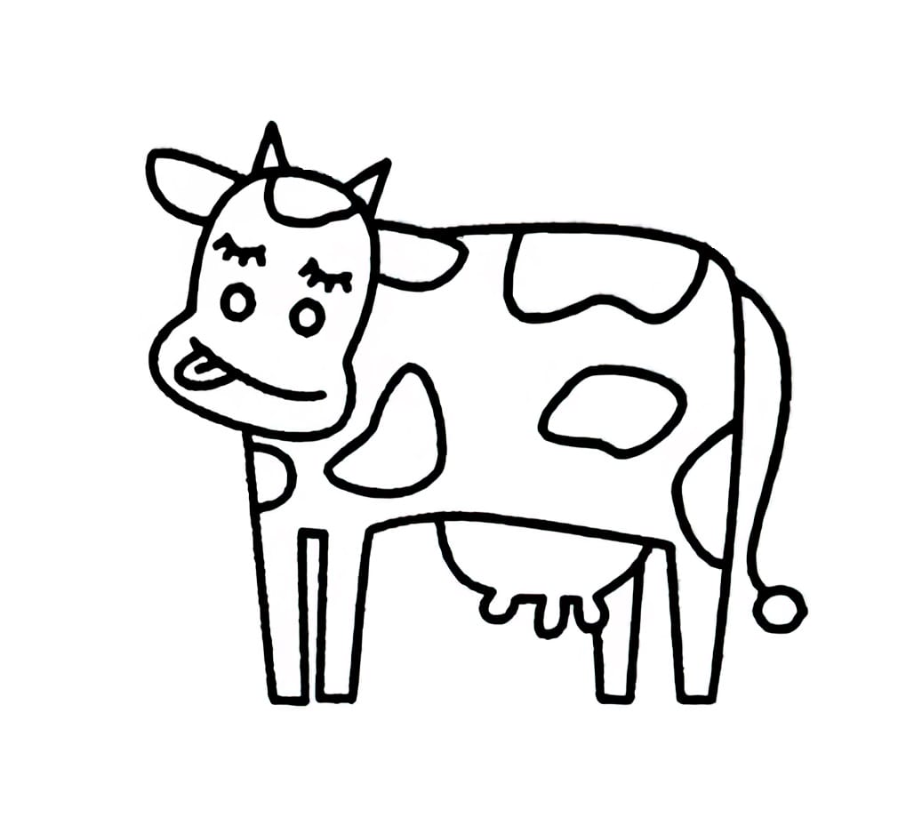 cow with tongue out and smiling coloring pictures