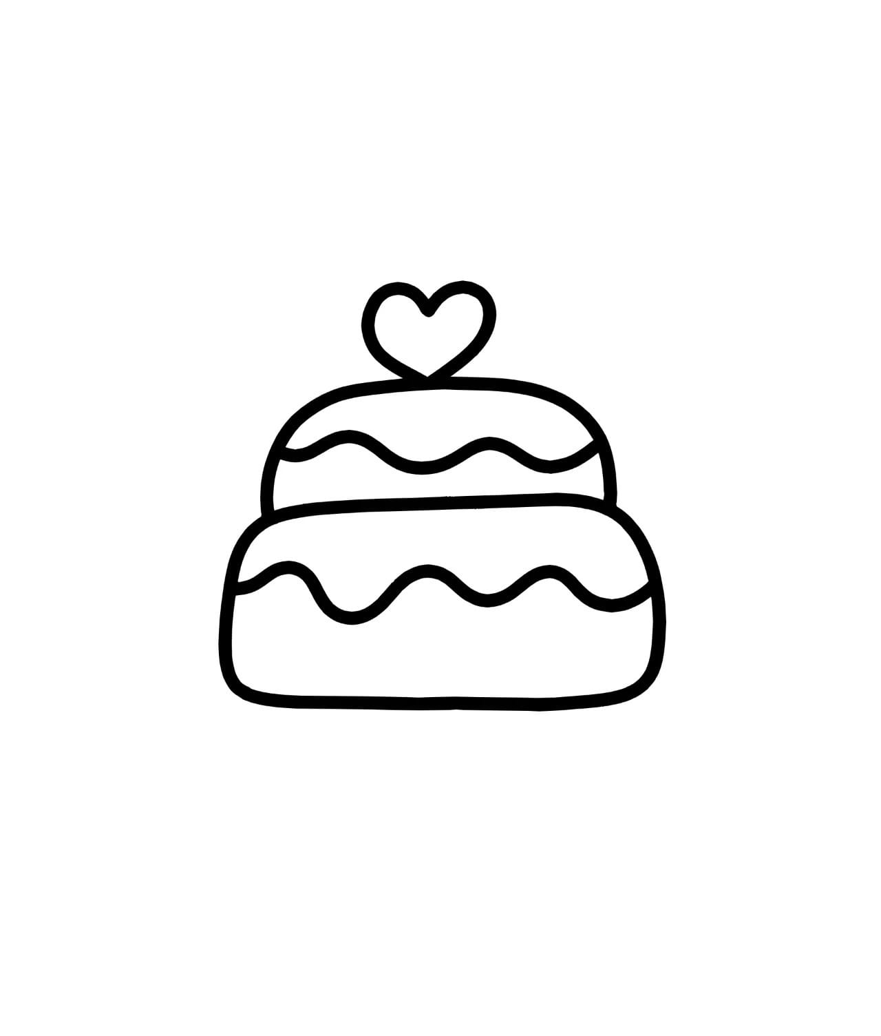 double layer birthday cake with heart coloring pictures