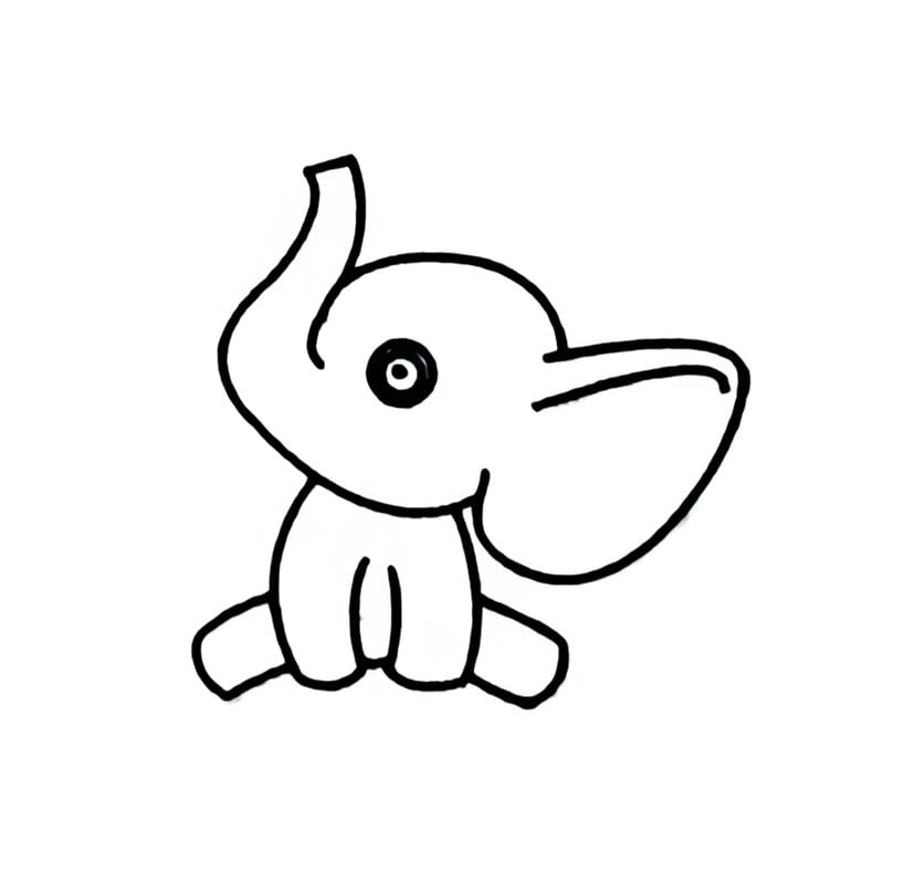 elephant with trunk held high coloring pictures