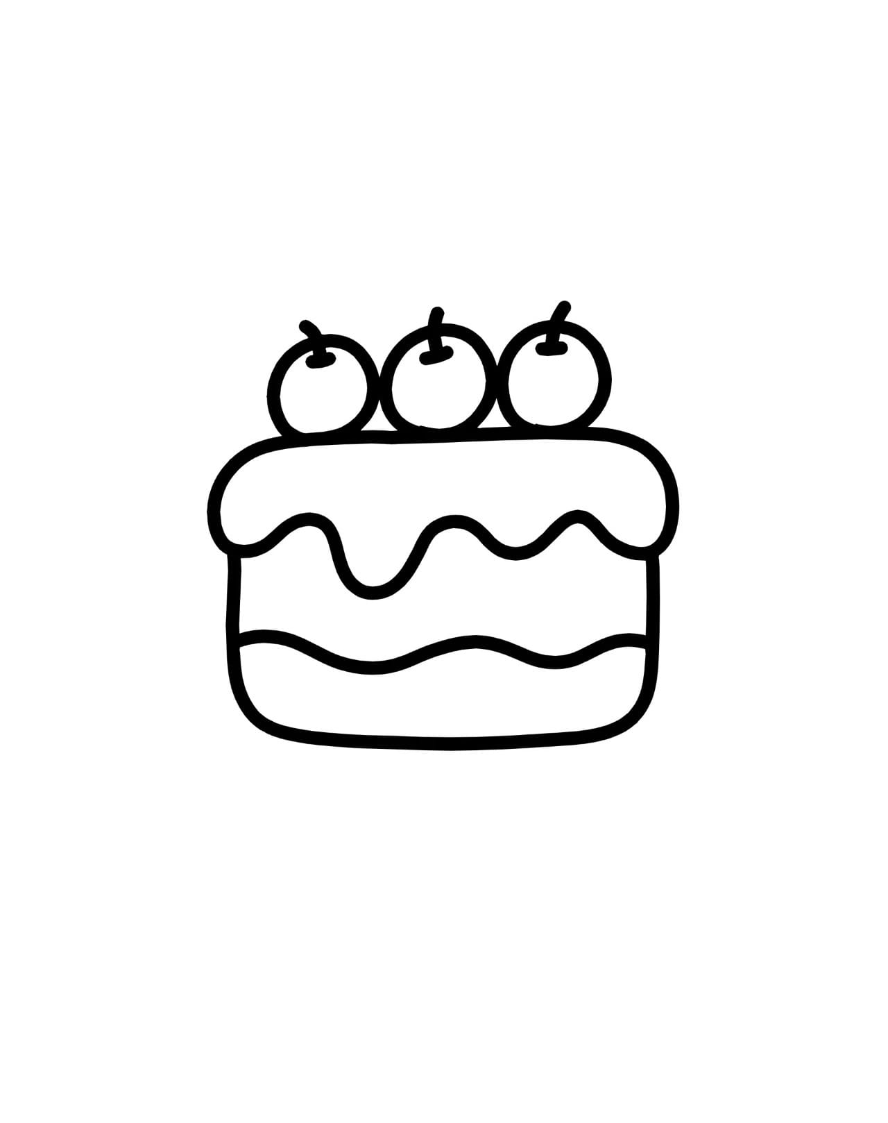fruit birthday cake coloring pictures