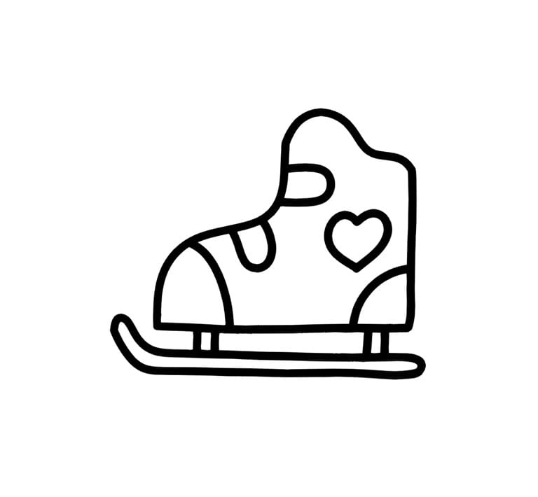 ice skates with heart motif coloring pictures