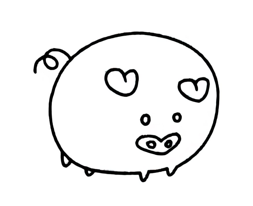 pig with heart shaped ears coloring pictures