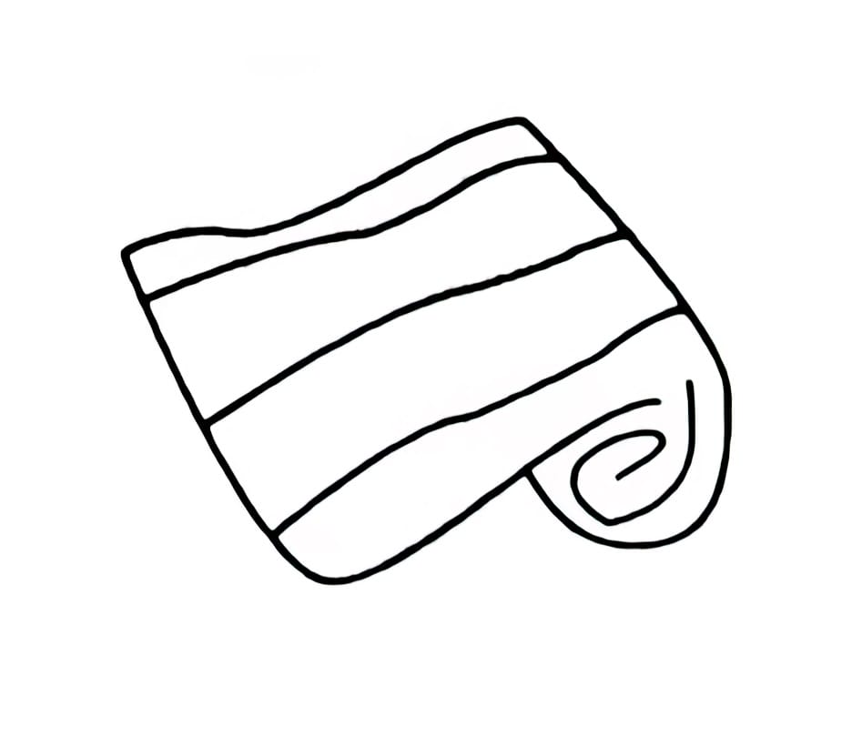 rolled up striped towel