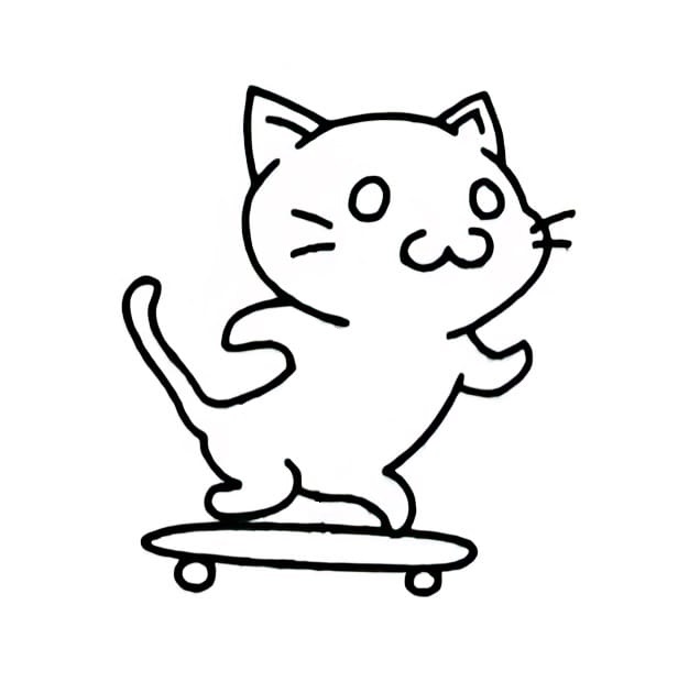 skateboarding cat coloring pictures
