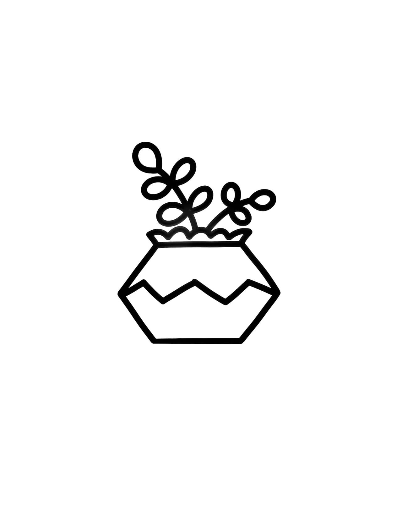 small flowered potted plant coloring pictures