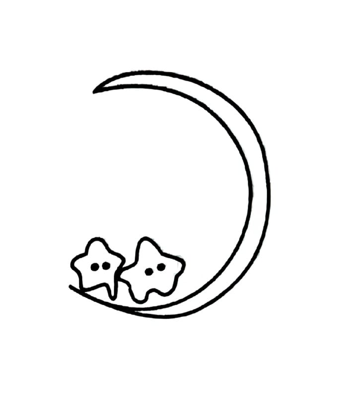 the moon and two stars coloring pictures