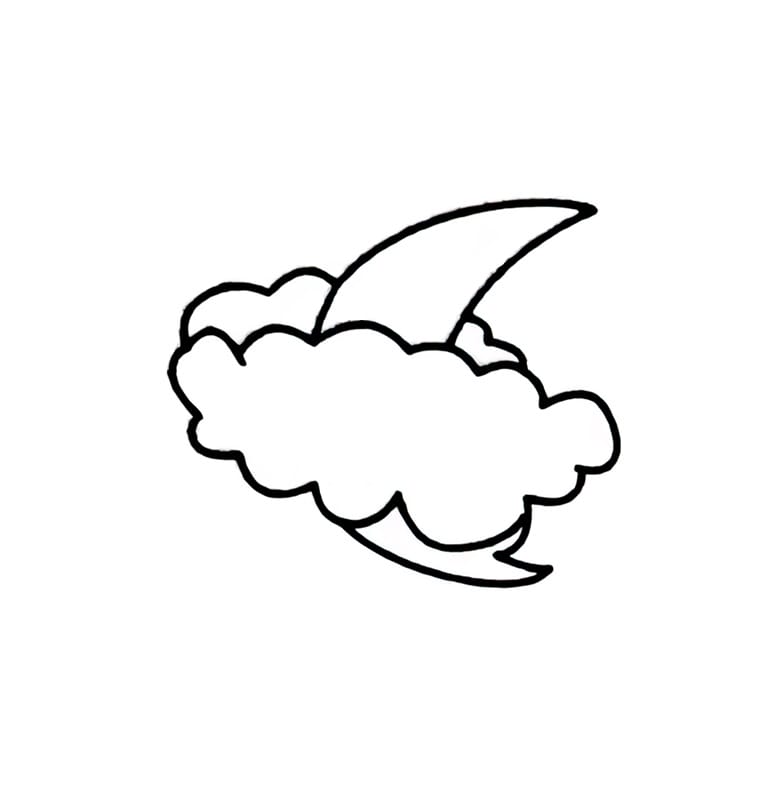 the moon hidden in the clouds coloring pictures
