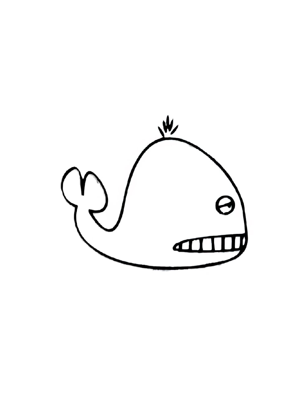 whale with teeth bared coloring pictures